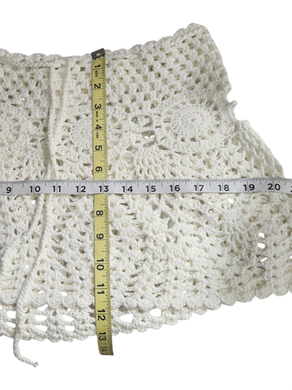 Hand Crafted White Burgundy Crochet Swim Coverup 2 Piece Set - Picture 10 of 17
